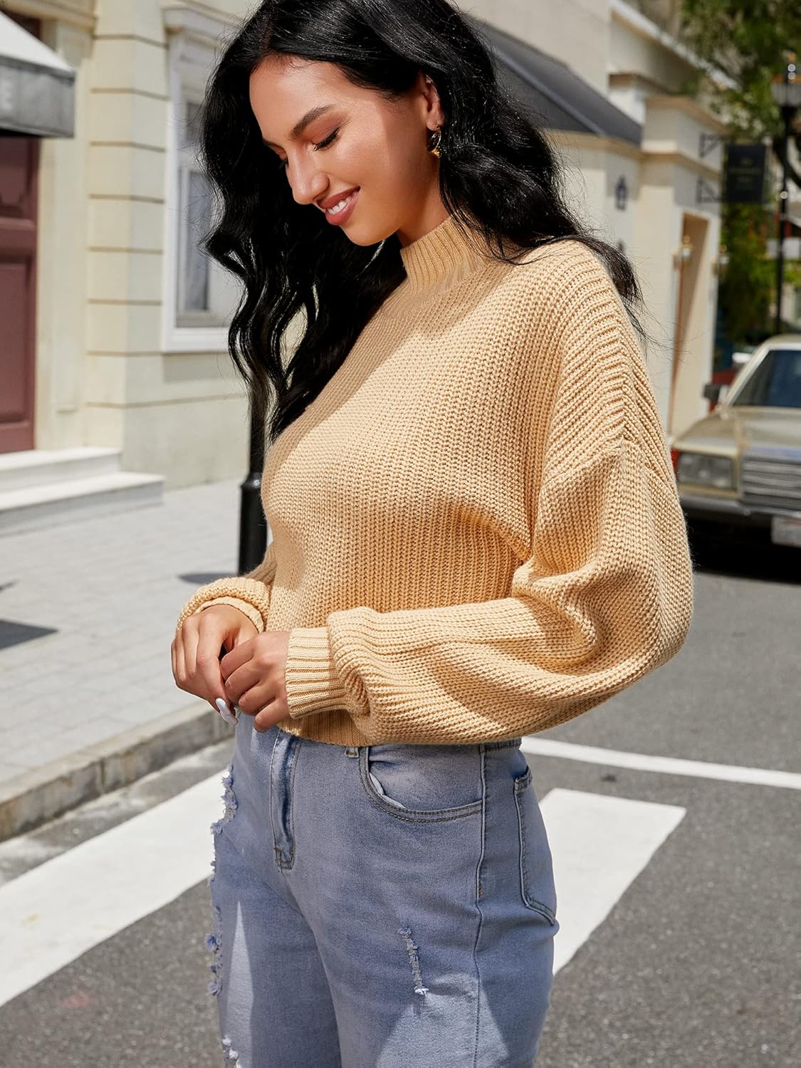 ZAFUL Women's Cropped Turtleneck Sweater Lantern Jamaica Ubuy