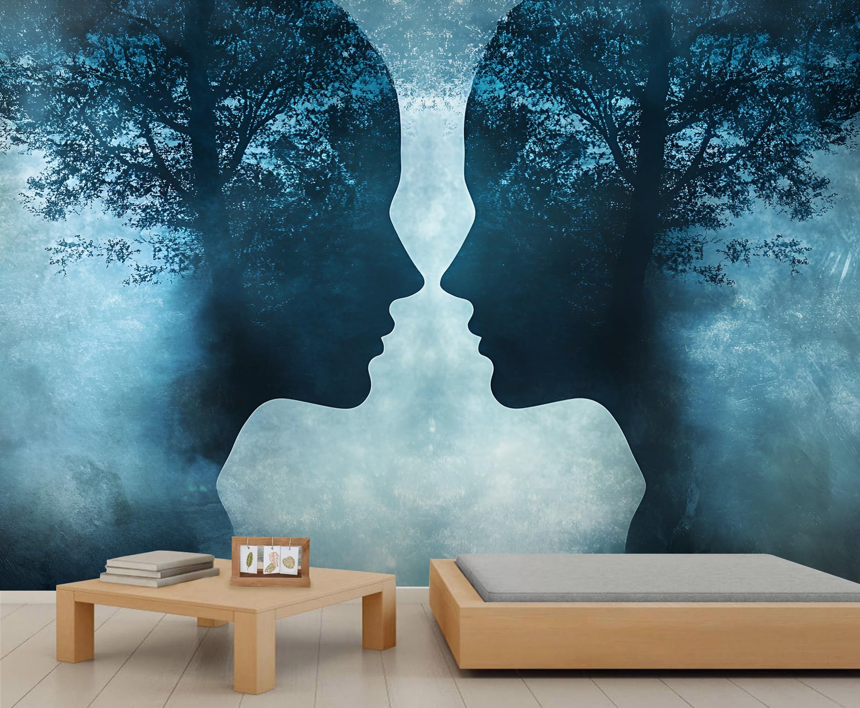 Human Face Mural Abstract Wallpaper Surrealism Wall Mural Giant Home Living Room Dining Room Wall Decor Poster (Non-self-Adhesive)