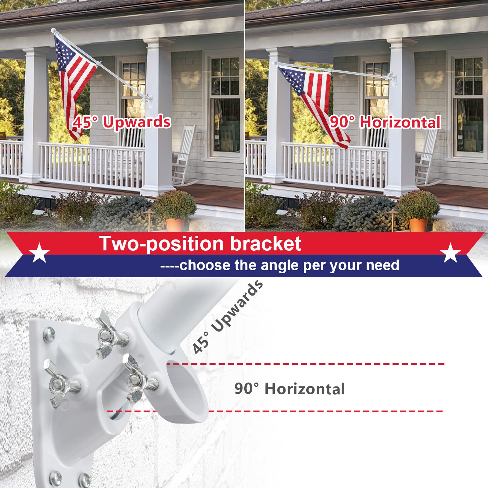 cogardenshower Flag Pole Holder, FlagPole Mount Bracket, Heavy Duty House Flag Pole Holder Bracket, Stainless Steel Hardware - Durable and Rustproof - 1