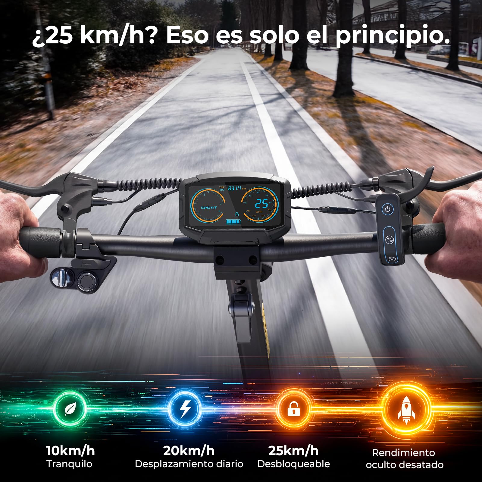 Patinete Eléctrico, Ausom Gosoul 2 para Adultos, Autonomía 70km, Neumáticos 10" Tubeless, Plegable, IPX5, Ideal para Desplazamientos Urbanos