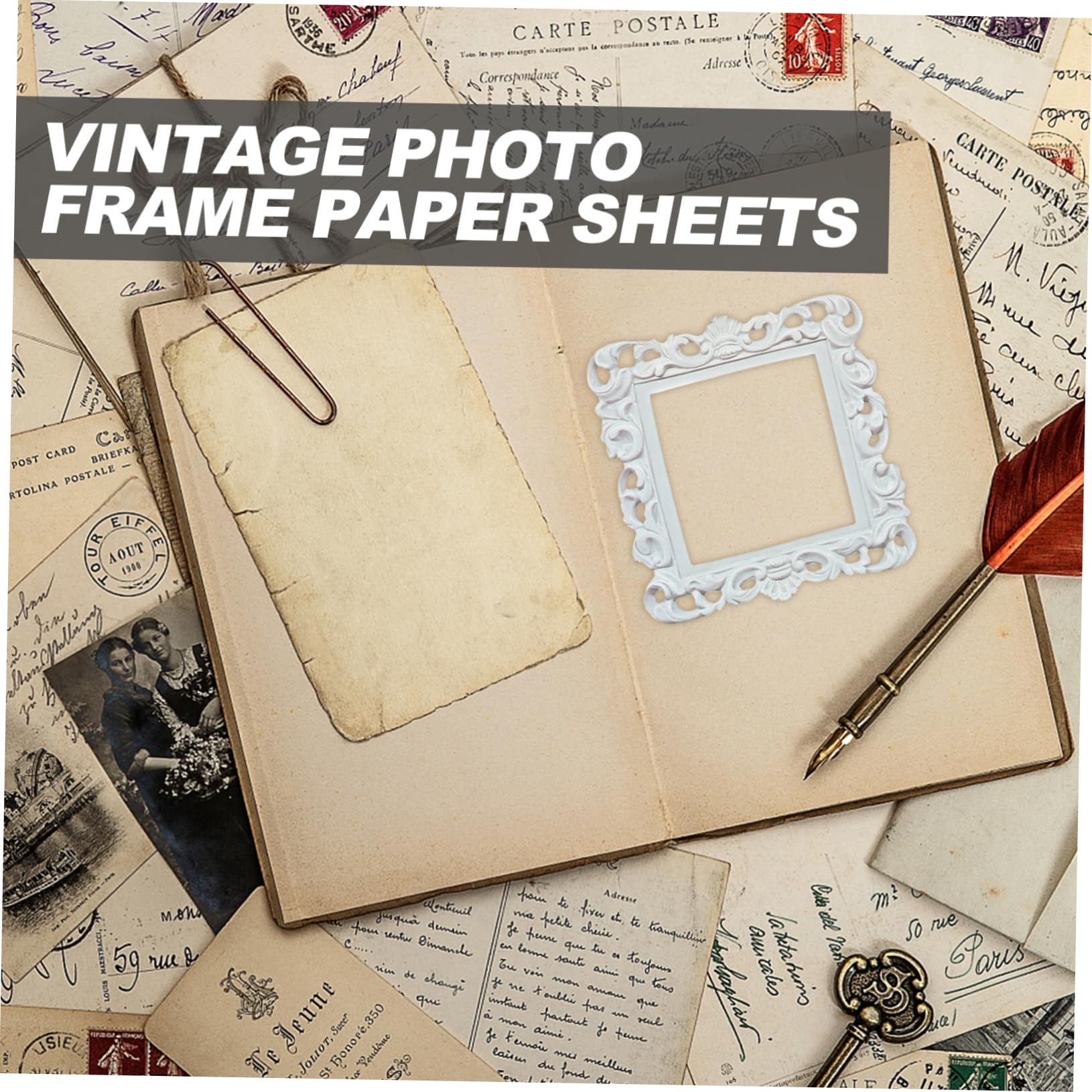 STOBOK 2 Sätze Grundmaterial Papier Sammelalbum Decoupage Paper Strukturiertes Papier Dekorativ Scrapbook-papier Antikes Bilderrahmen Scrapbooking-materialien 40 Blätter * 2