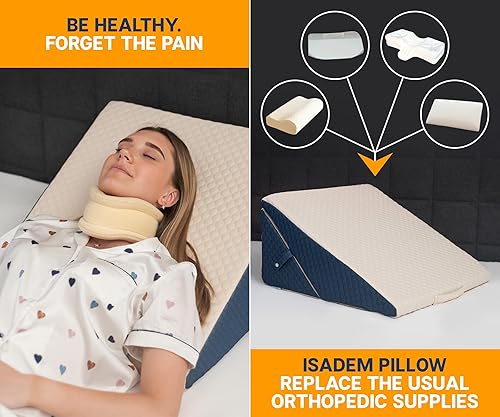 Miniatura 8 de Almohada de cuña para cama – Cojín de espuma viscoelástica – para reflujo ácido, acidez estomacal GERD, anti-ronquidos, dolor de espalda, cuello y