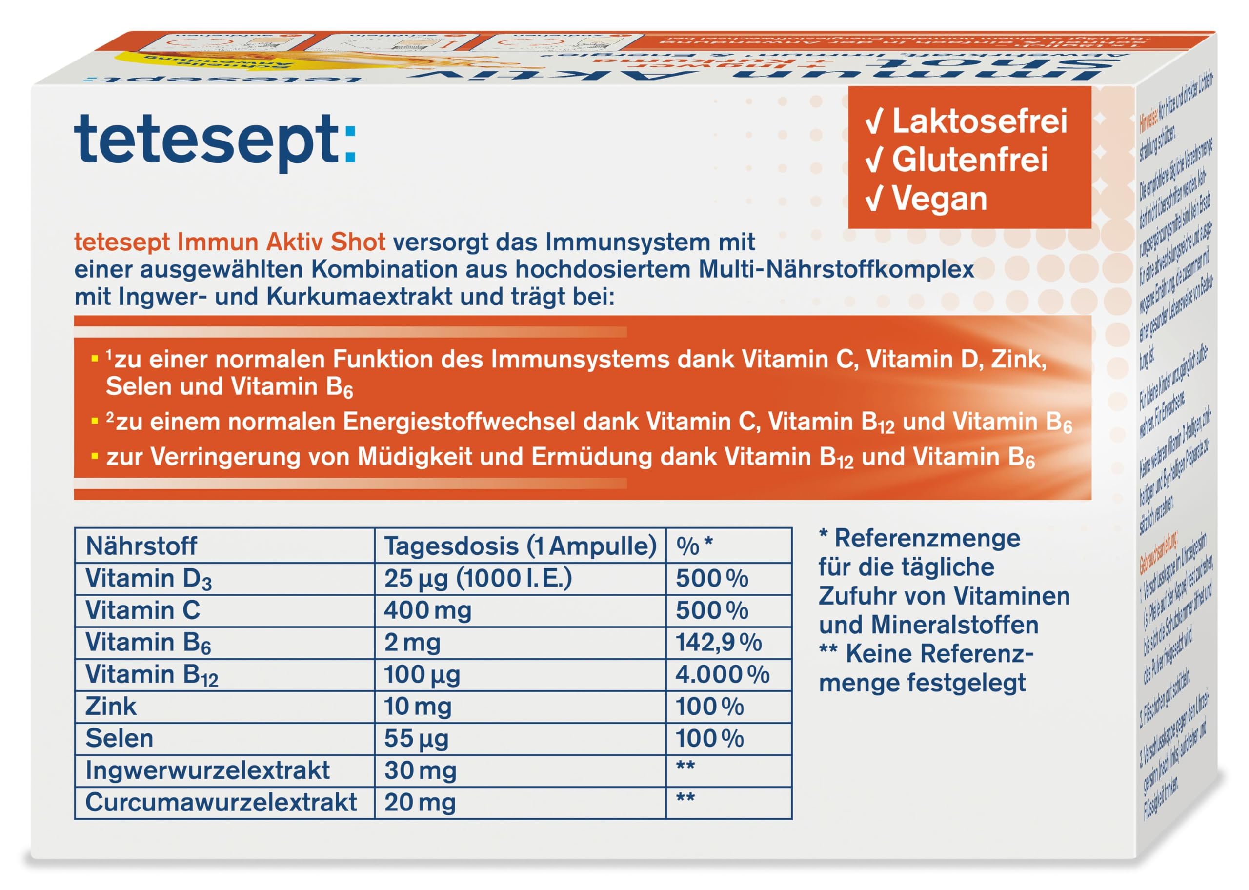 tetesept Immun Aktiv Shot Ingwer Kurkuma + Heiße Zitrone [21 Trinkfläschchen und 10 Beutel Heiße Zitrone] Hochdosiert mit Vitamin C D Zink B12 Zur Unterstützung des Immunsystems