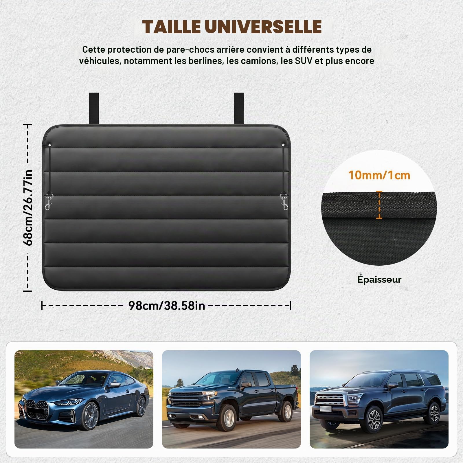 Protection Voiture Chien, Protection Coffre Voiture Chien, Tapis de Coffre Voiture, Renforcé, Résistant à l'usure et Imperméable, pour Protéger Pare-chocs de Votre Voiture Contre Rayures, 98 x 68 cm