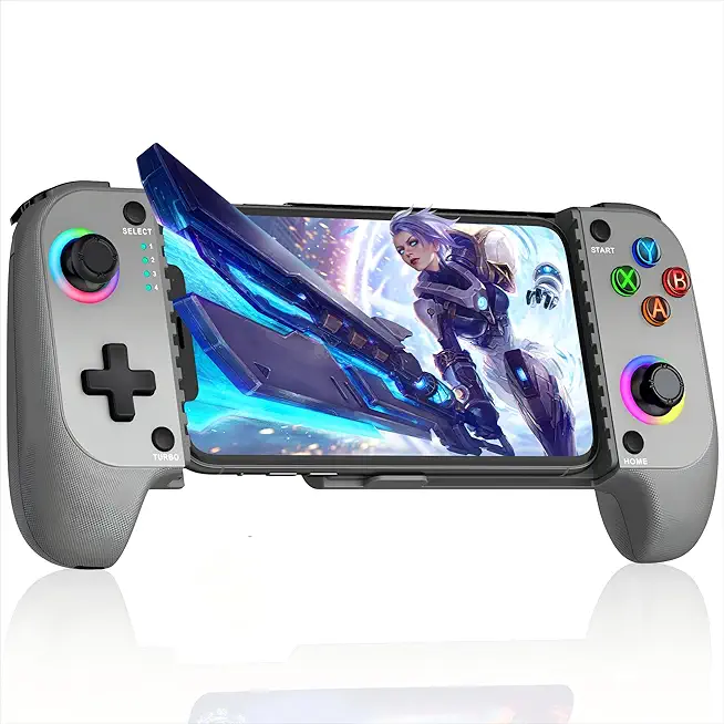 Handy Controller für iPhone, Smartphone Controller für Android mit Hall Effect Joystick, Bluetooth Controller Handy Support Xbox Cloud/MFi Apple Arcade/Call of Duty/Roblox(Grau)