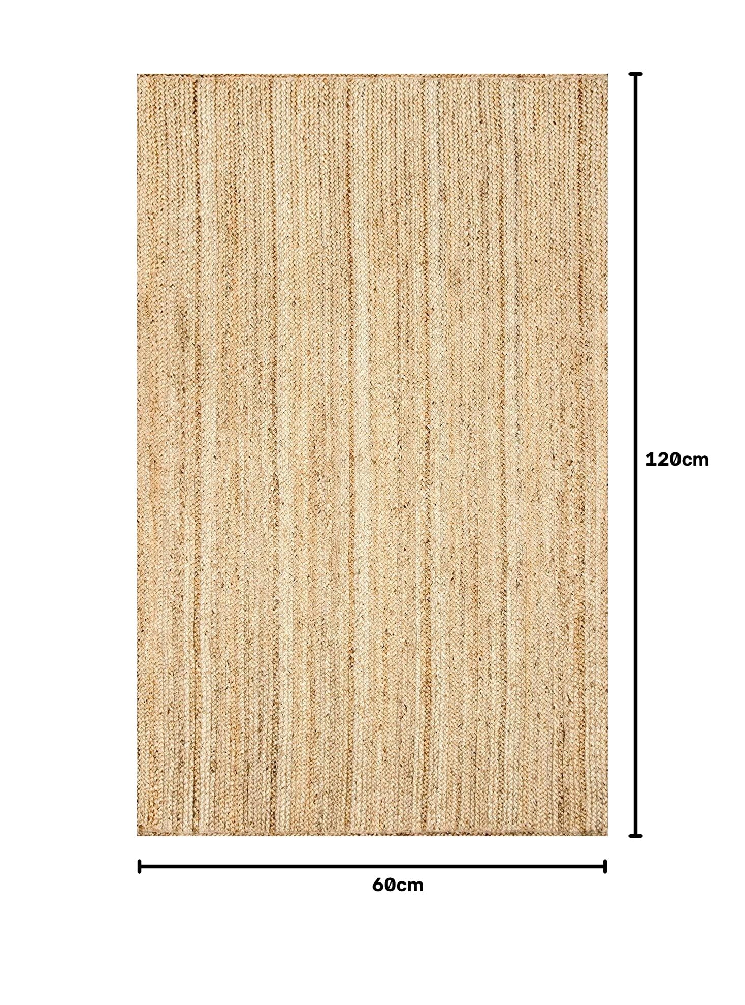 Ripaz Tapis rectangulaire en Jute Naturelle tressé à la Main pour décoration d'intérieur (60 x 120 cm)