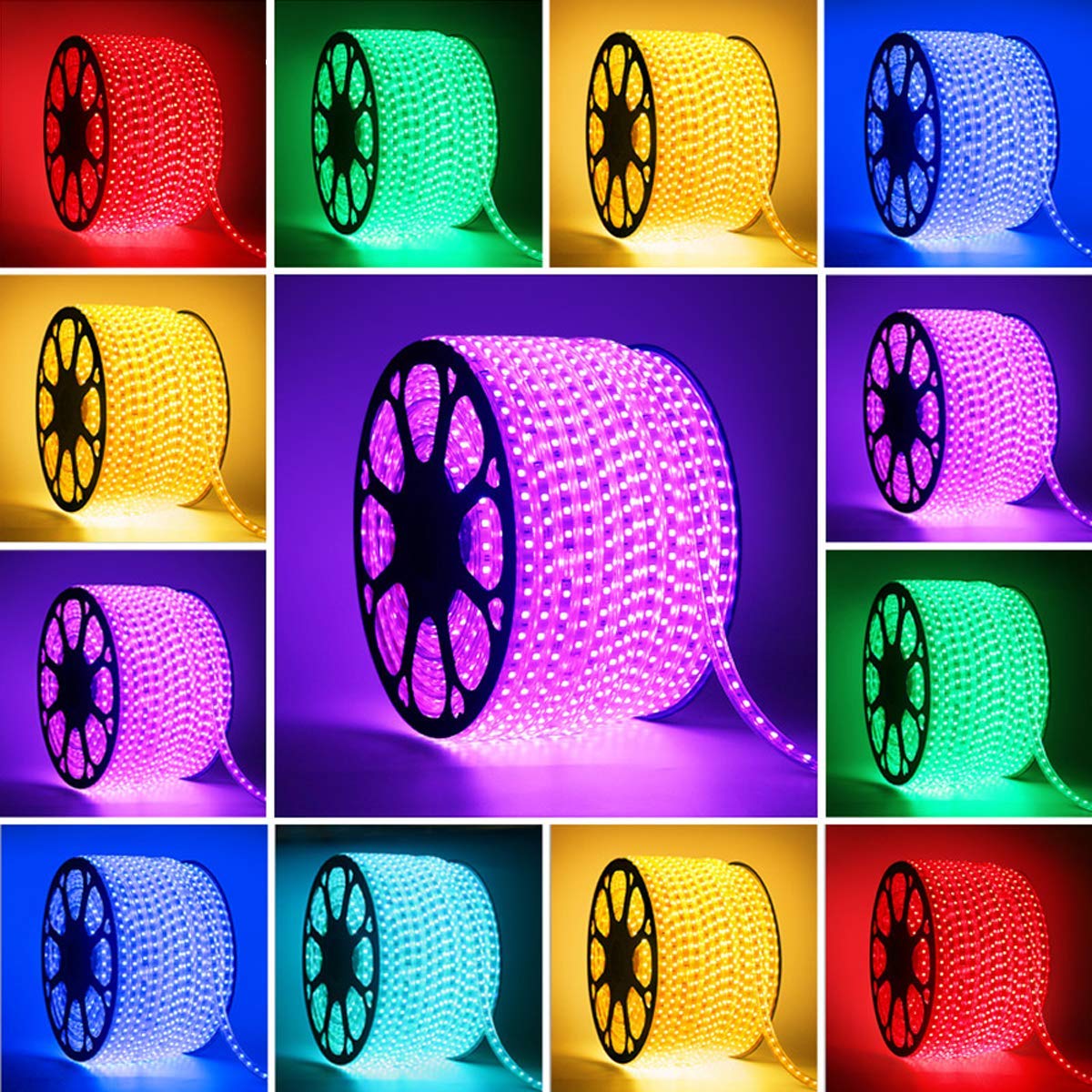GreenSun LED Lighting Tiras LED 20m 5050SMD, RGB Tiras de Luces LED Iluminación con 60 Leds/m, Bluetooth Control Remoto de 24 Claves Impermeable IP65 para navidad, decoracion de fiestas