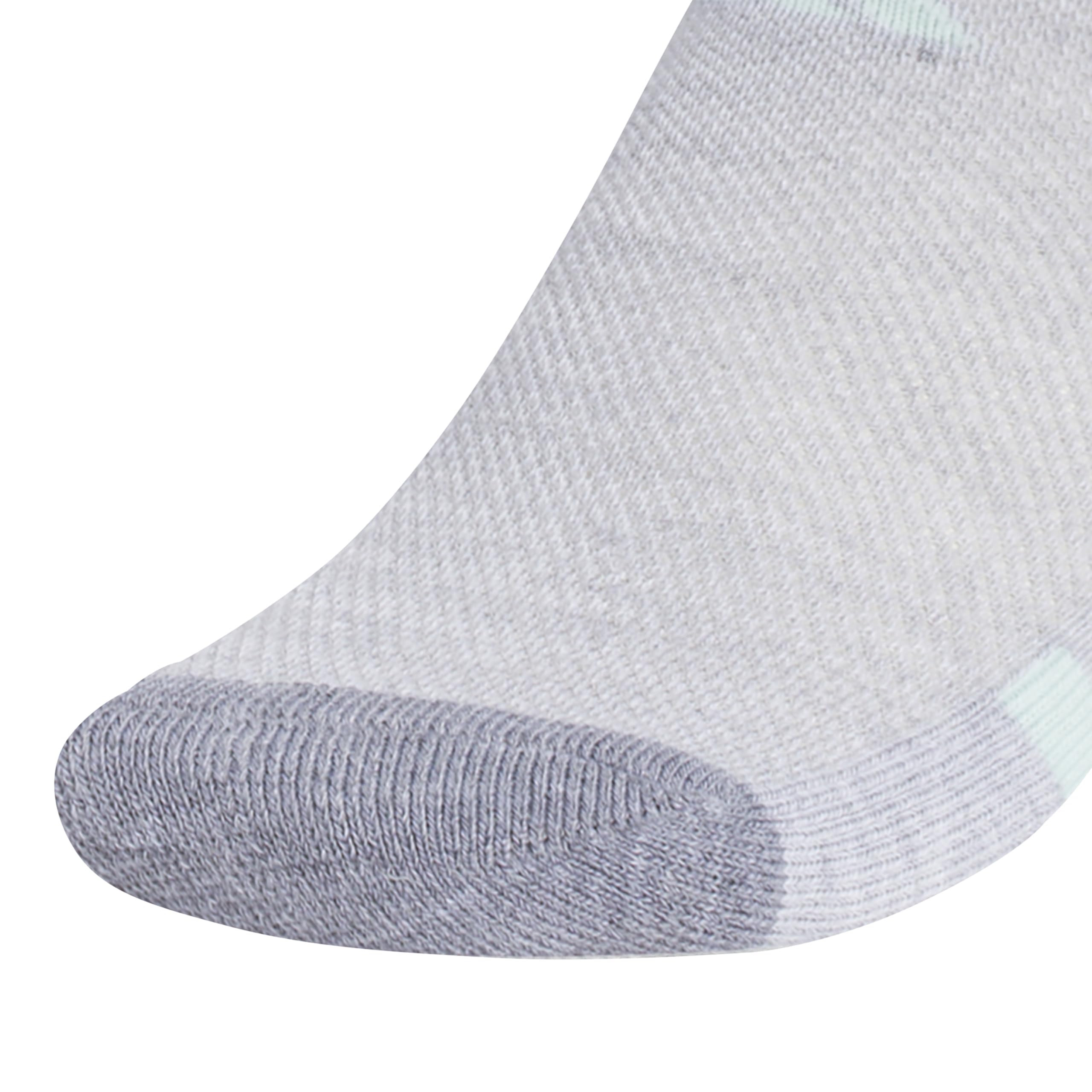 adidas Calzini sportivi imbottiti per ragazzi (6 paia) per bambini, ragazzi e ragazze, resistenti, traspiranti, vestibilità a basso profilo, Cool Light Heather/Grigio/Semi Flash Aqua Blue, L