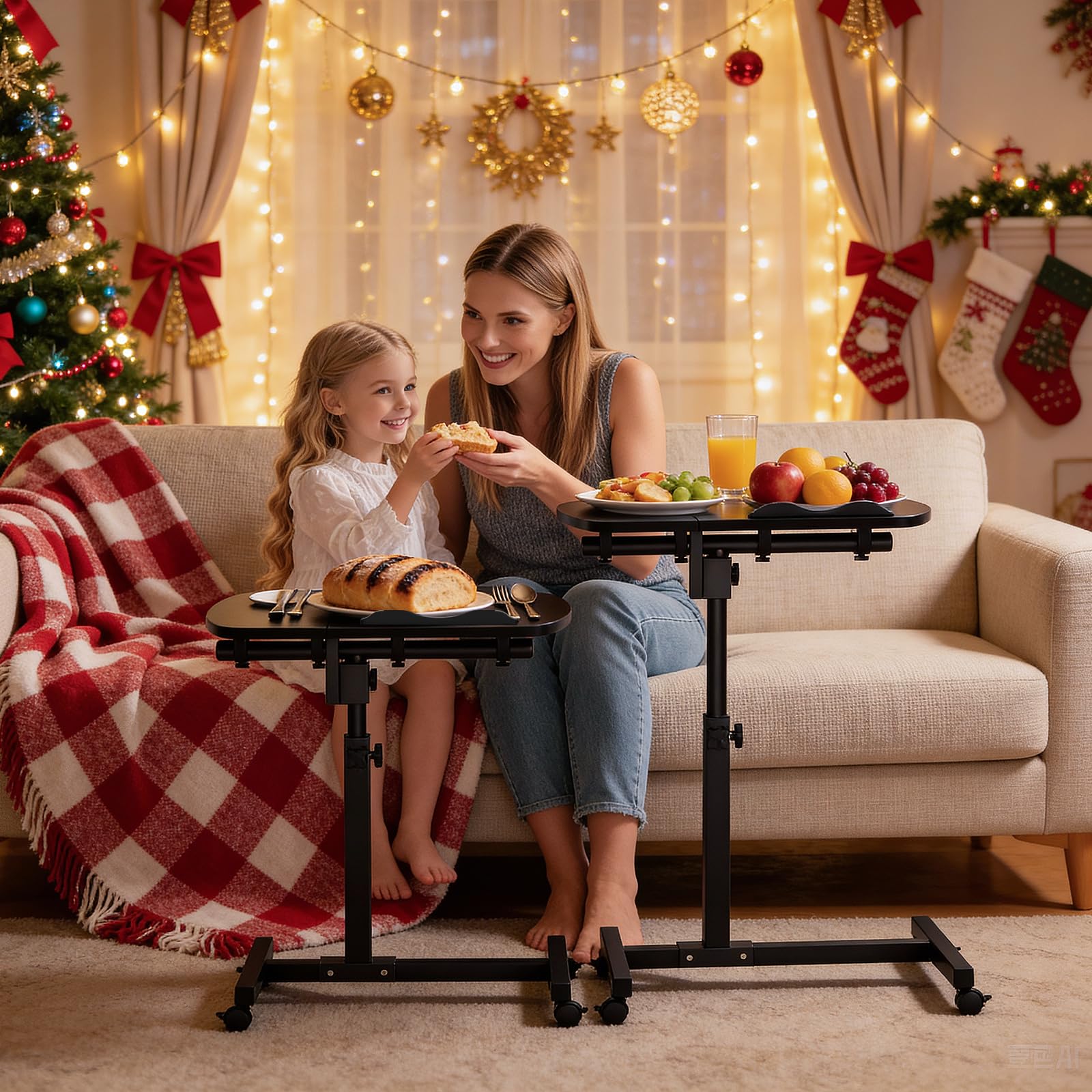 MoNiBloom Mobile Standing Desk Tilting Portable Height Adjustable Sit Stand Work Table Overbed Laptop Table Computer Cart with — view 2