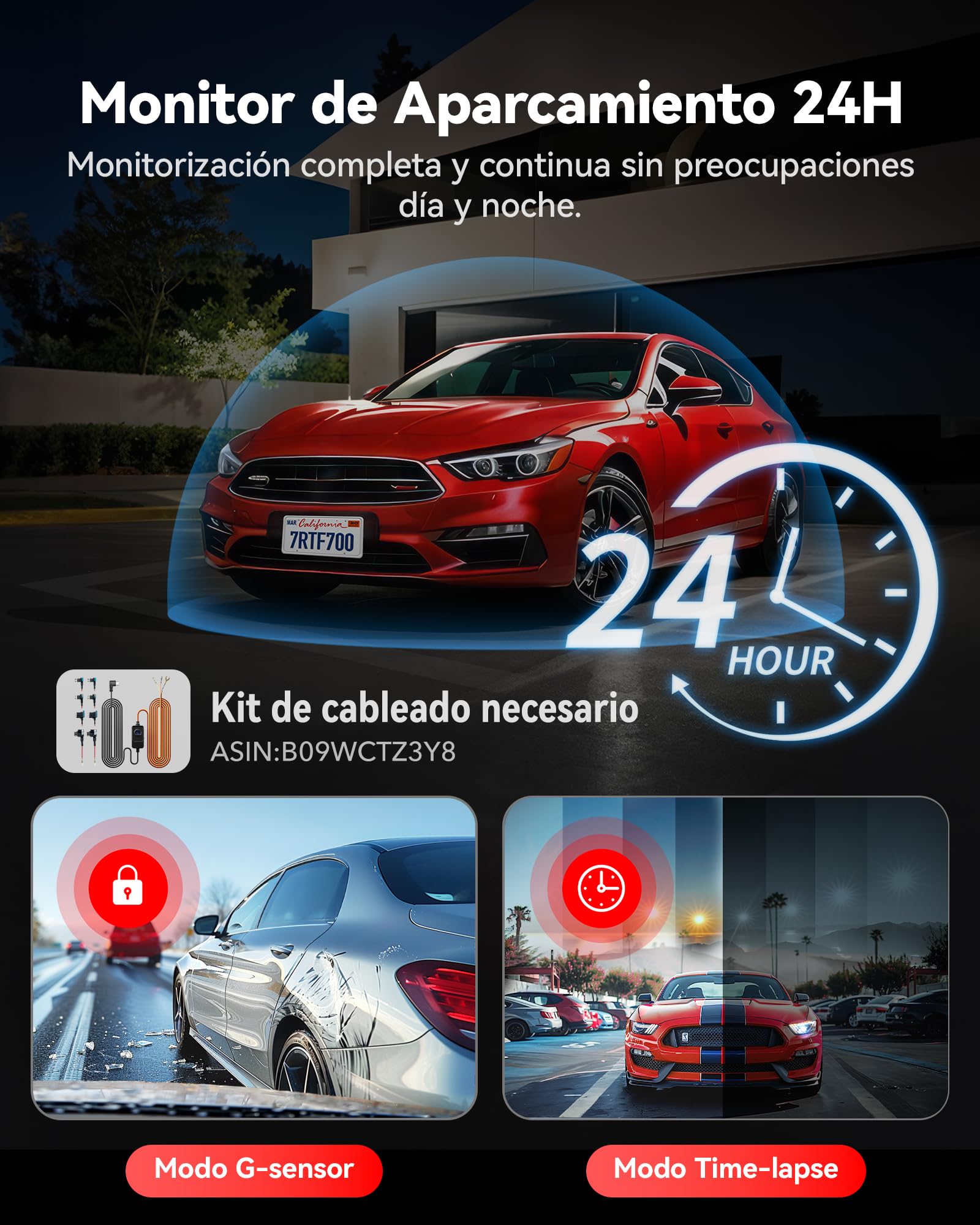 REDTIGER 4K Dash CAM Coche, Sensor STARVIS 2 con Tarjeta de 64GB, 4K/2.5K+1080P Dashcam Dual con WiFi Integrado, GPS, 3.18" IPS, Gran Angular de 170°, Vigilancia de Aparcamiento 24/7