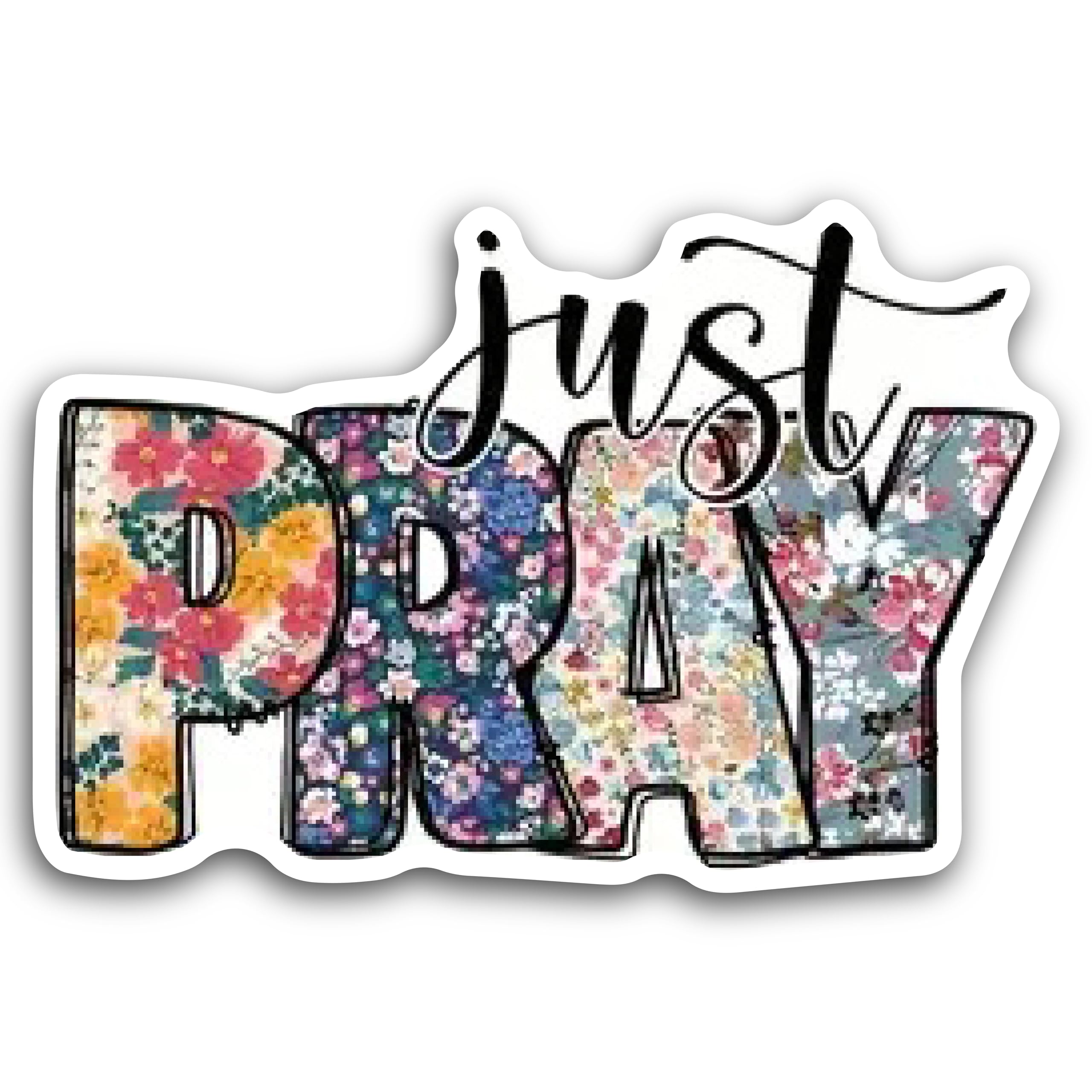 2 (Pieces) 3" and 5" Just Pray in Color Decal Sticker, Waterproof Vinyl Decals for Many Purpose Like Cars, Trucks, Laptops, Phones, Windows and More