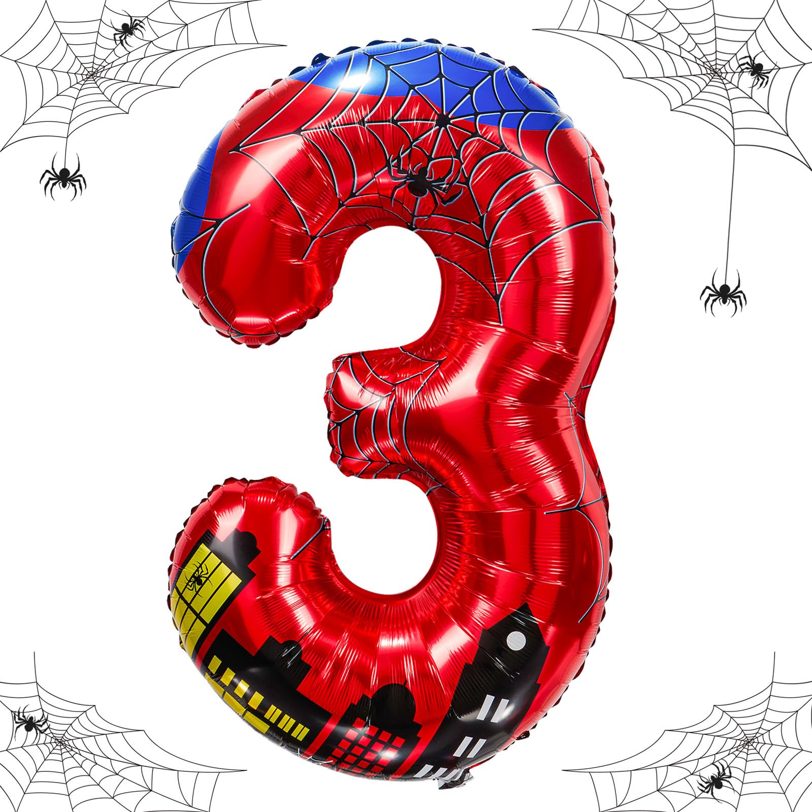 laackys 40 inch spider theme number foil balloons, children's party balloon supplies with classic numbers 1 to 9, birthday decoration supplies,number