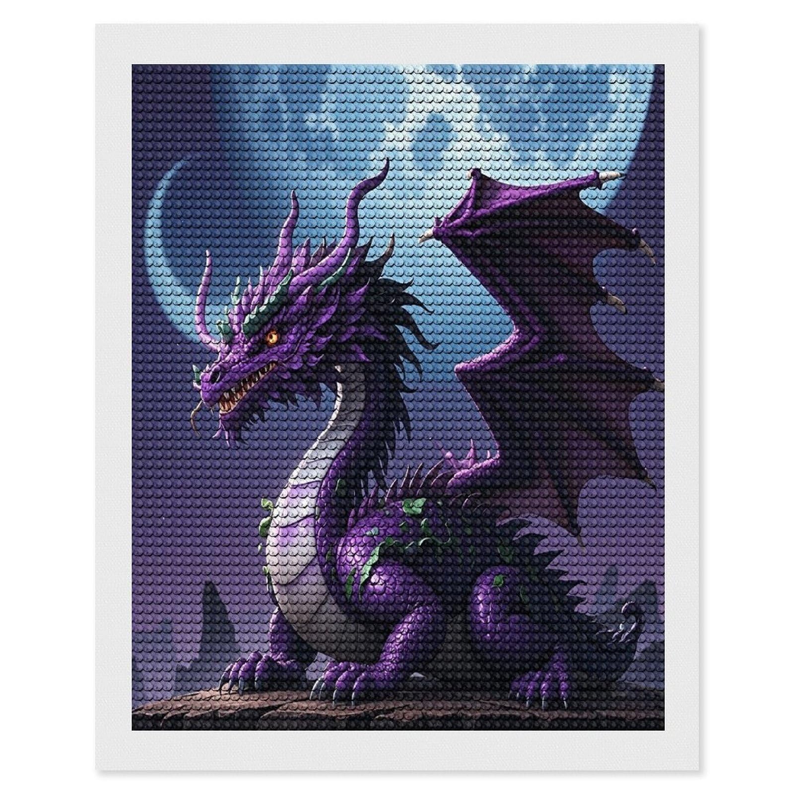FekiLoot Purple Dragon Purple Moon Diamond Painting Kits for Adults Full Round Drill Diamond Art Kits for Beginners 5D DIY Diamond Dots Paintings Diamonds Pictures Gem Art Home Wall Decor 16"x20"