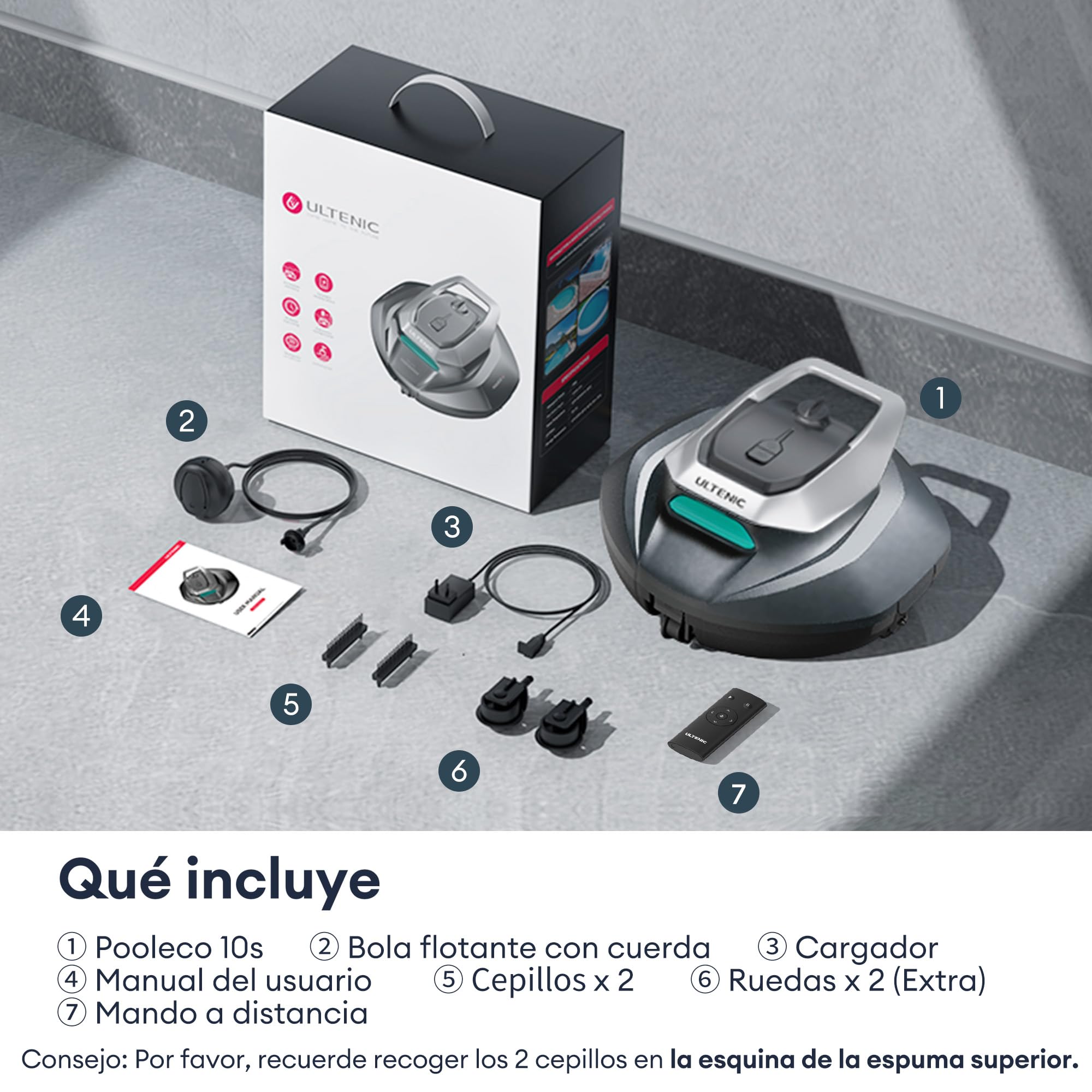Ultenic Robot Aspirador Piscina con Control Remoto/App, 3 Motores, Recogida sin Gancho, Robot Limpiafondos sin Cable, Autoaparcamineto, Trabaja hasta 90Min, 80m²