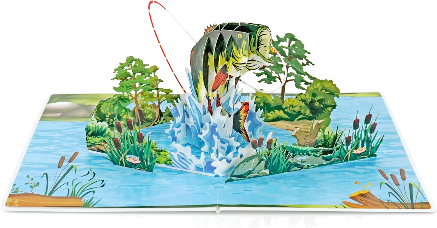 CUTPOPUP Fishing Birthday Card Pop Up, Fathers Day, 3D Popup Greeting Card, Birthday Card for Men, Husband, Dad, Granpa, Stepfather, Son (Fishing) - Image 2