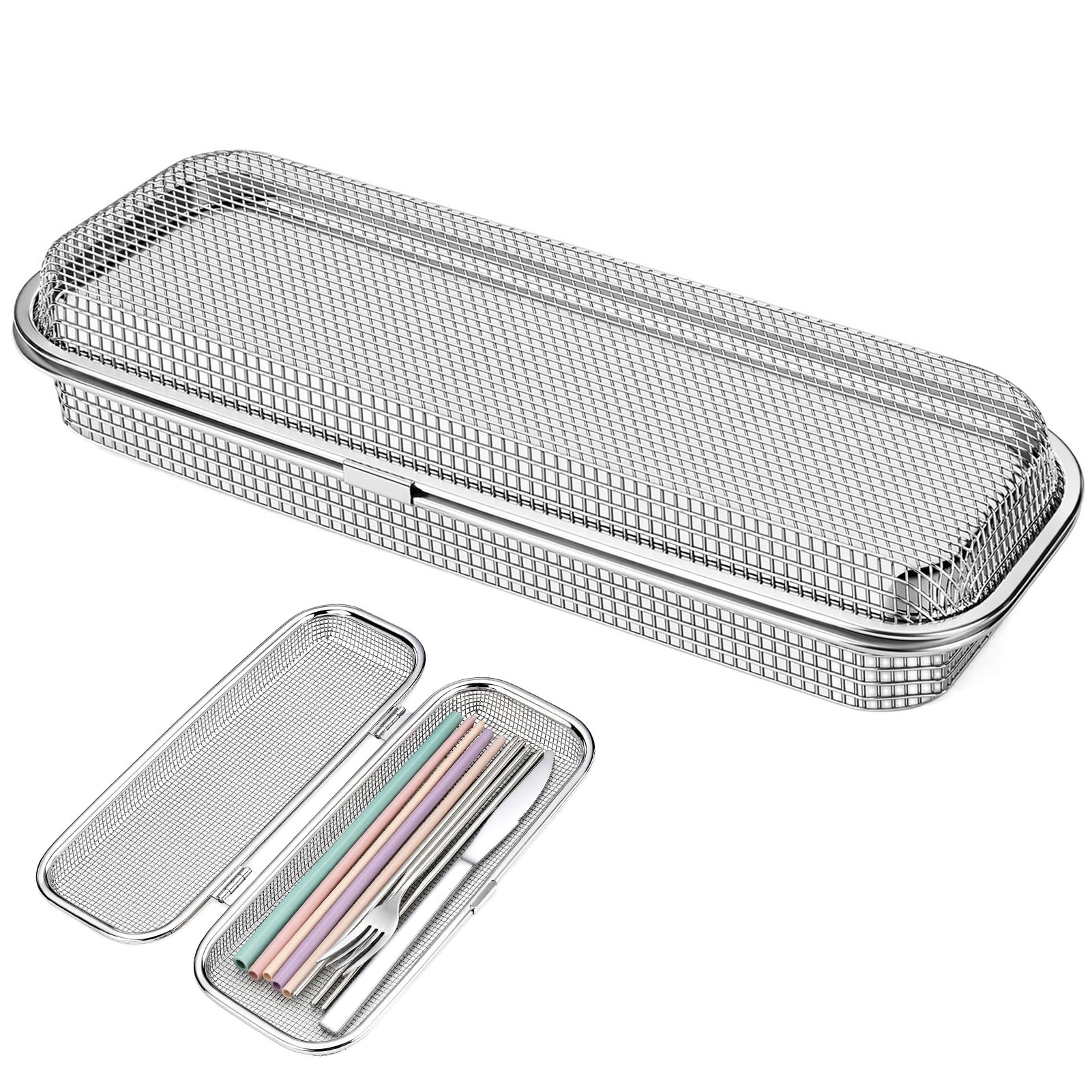 Cesta de acero inoxidable para lavavajillas, para utensilios, 18/8, de grado alimenticio, para palillos, tenedores, cucharas y objetos pequeños