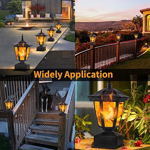 Miniatura 5 de Dynaming - Luces solares de llama para poste de exteriores, lámparas de energía solar, luces con tope de poste de valla, linterna LED de llama