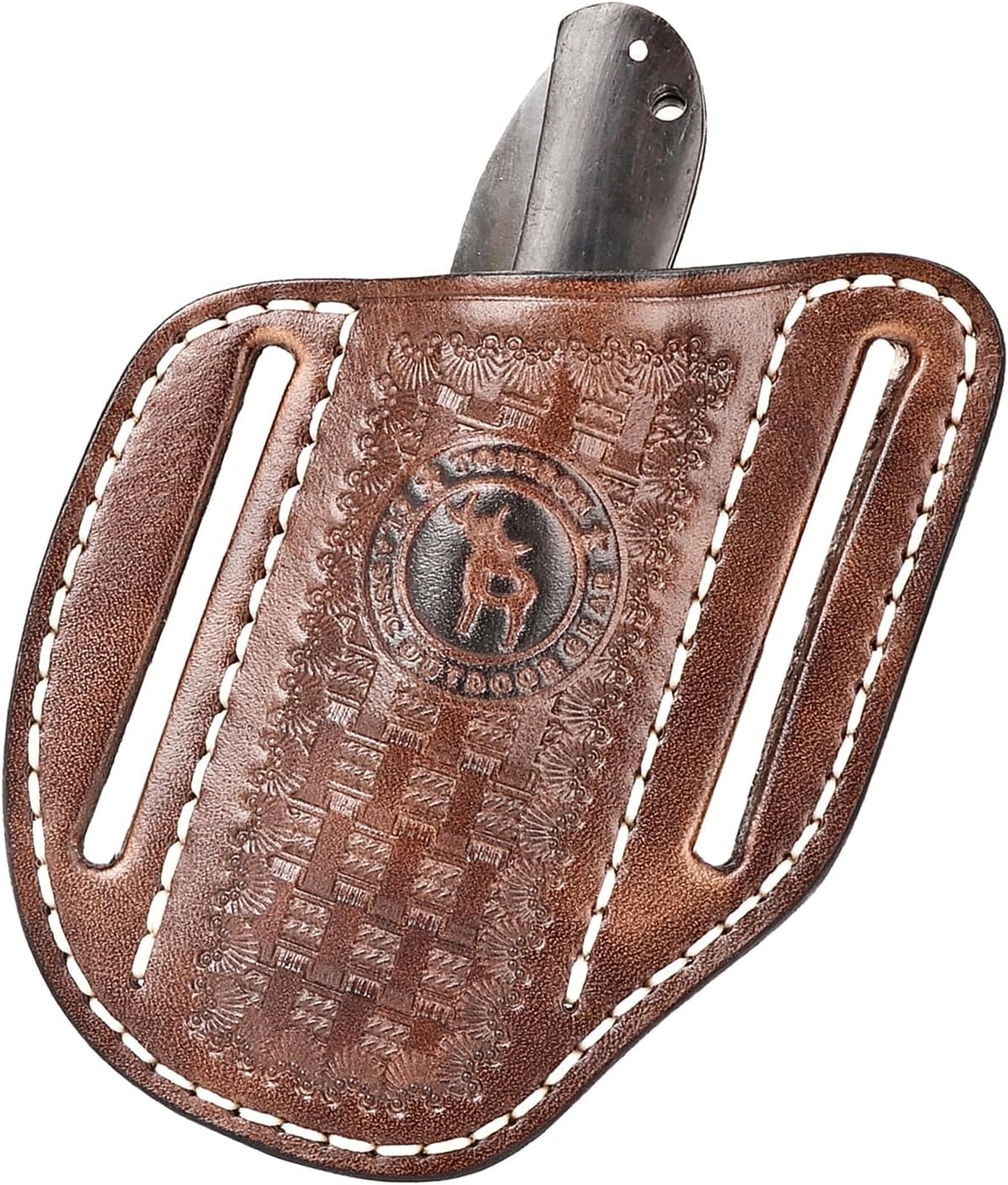 Tourbn Tourbon Leather Pocket Folding Knife Sheath for Belt EDC Holster Man Cross Draw Right Side Carry Open Top Trapper Knives Carrier