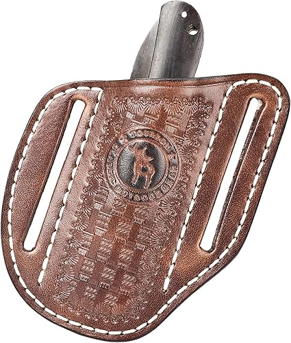 Tourbn Tourbon Leather Pocket Folding Knife Sheath for Belt EDC Holster Man Cross Draw Right Side Carry Open Top Trapper Knives Carrier