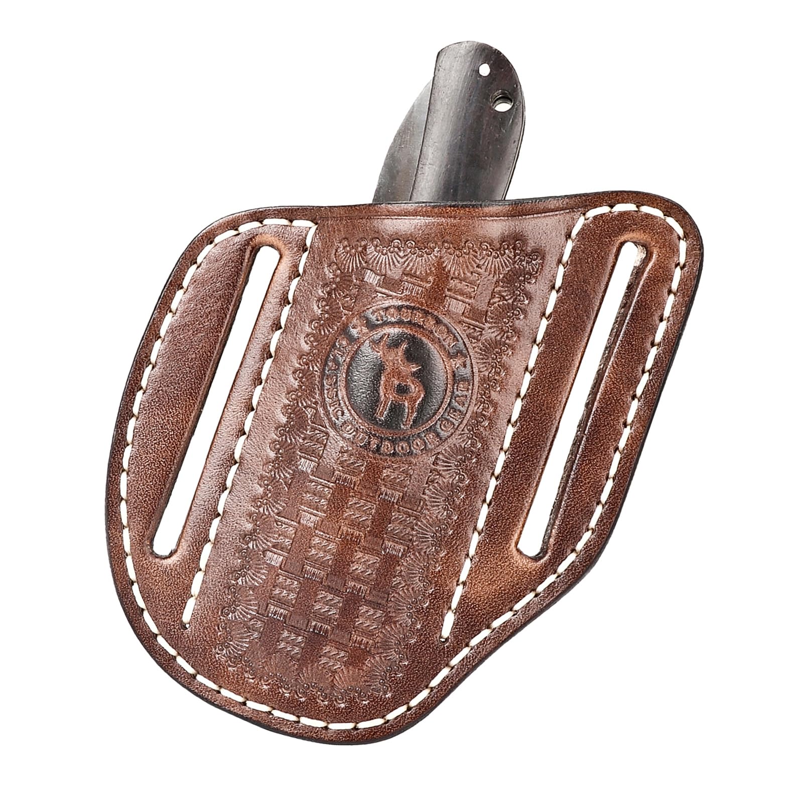 Tourbn Tourbon Leather Pocket Folding Knife Sheath for Belt EDC Holster Man Cross Draw Right Side Carry Open Top Trapper Knives Carrier