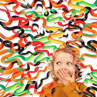 72 Pcs Halloween Party Favors 17.7'' Rubber Snakes Realistic Medusa Accessories Fake Snake Props Snakes Bulk Snake Toys Stretchy Snakes for Garden Pranks Party Favors Haunted House Decoration