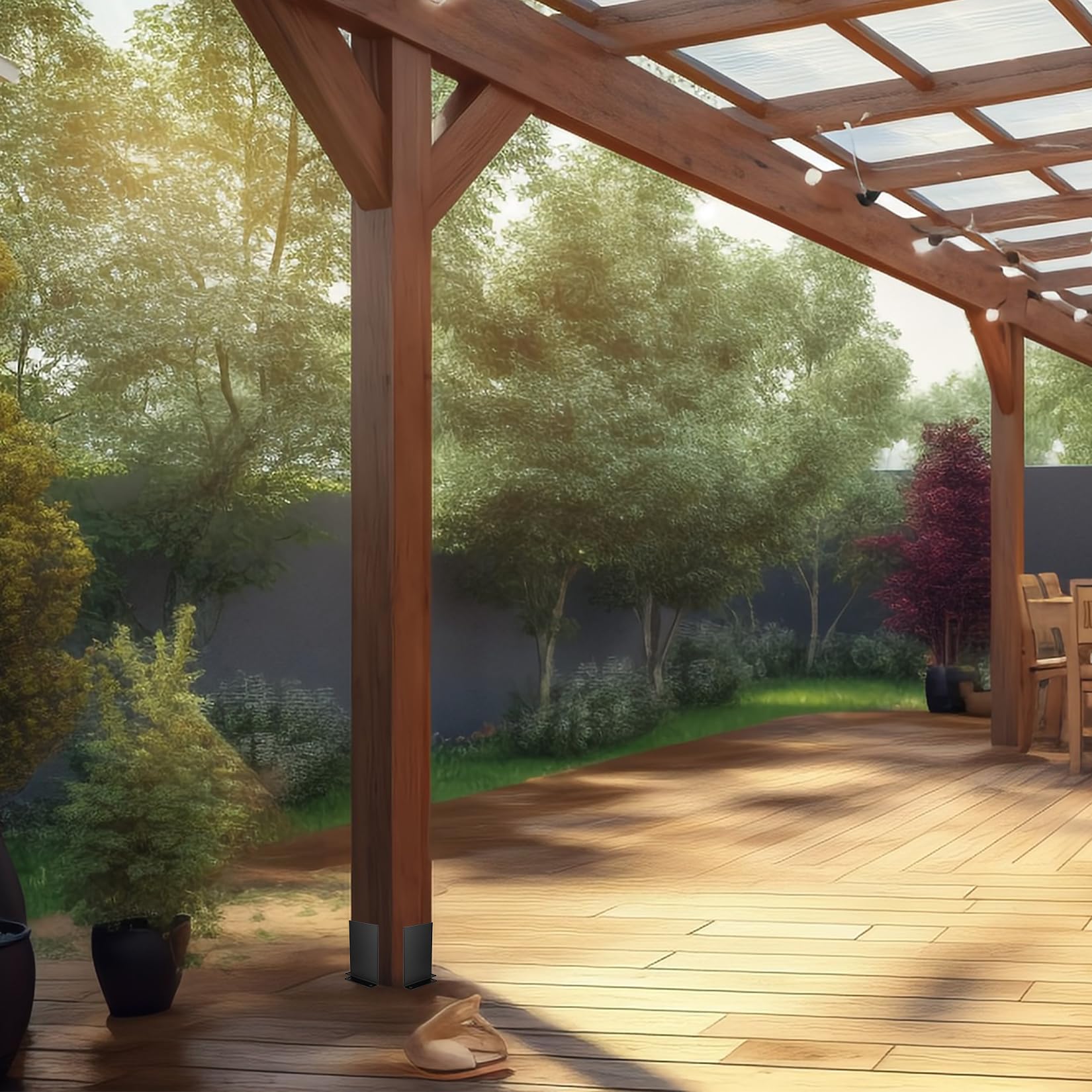 Ensemble de 2 supports de base de poteau,Appui de base pour poteaux de terrasse, Supports de pergola pour poteaux de 101x101/110x110/201x201/210x210mm, Balustrade de terrasse, Boîte aux lettres