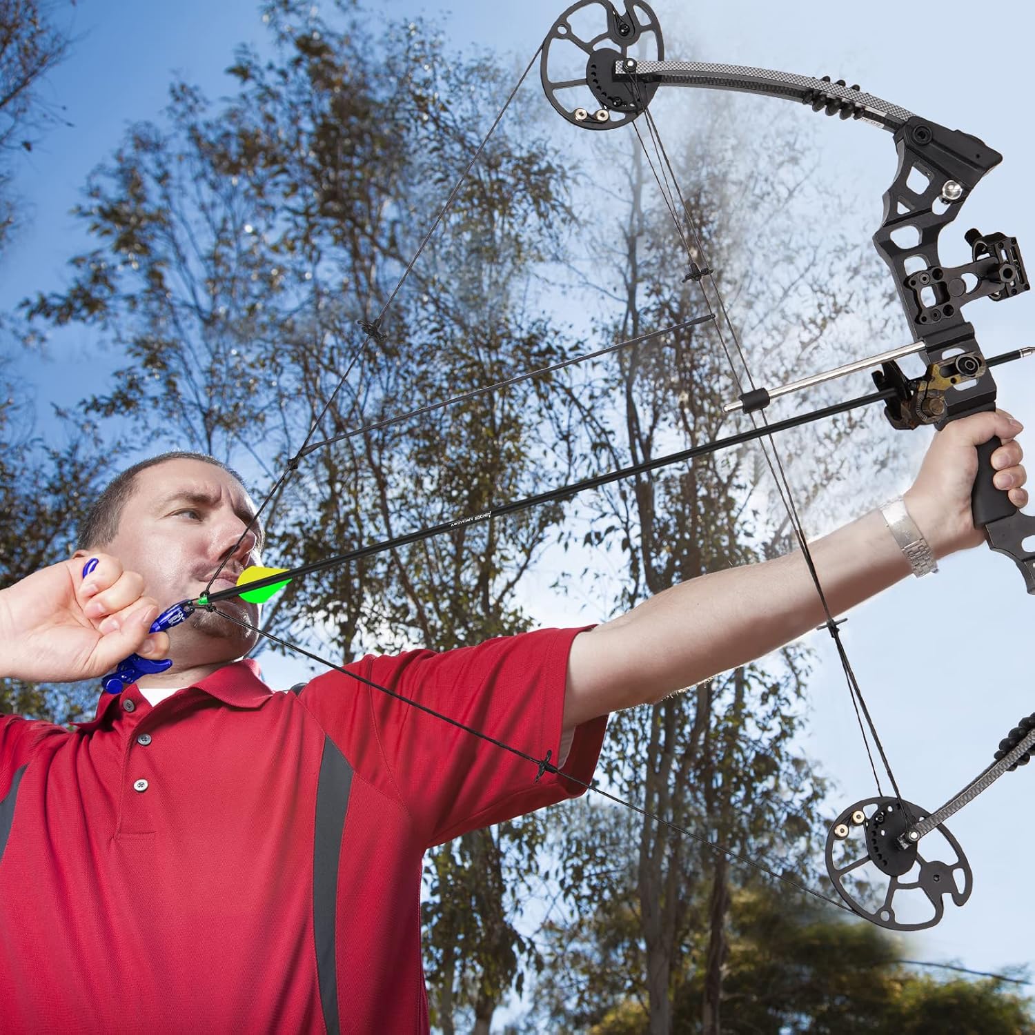 Aimdor Compound Bow Release Archery Aids with D Loop Rope 360° Adjustable Thumb Release Aluminum Alloy Aids for Hunting Outdoor Accessories Blue : Sports & Outdoors