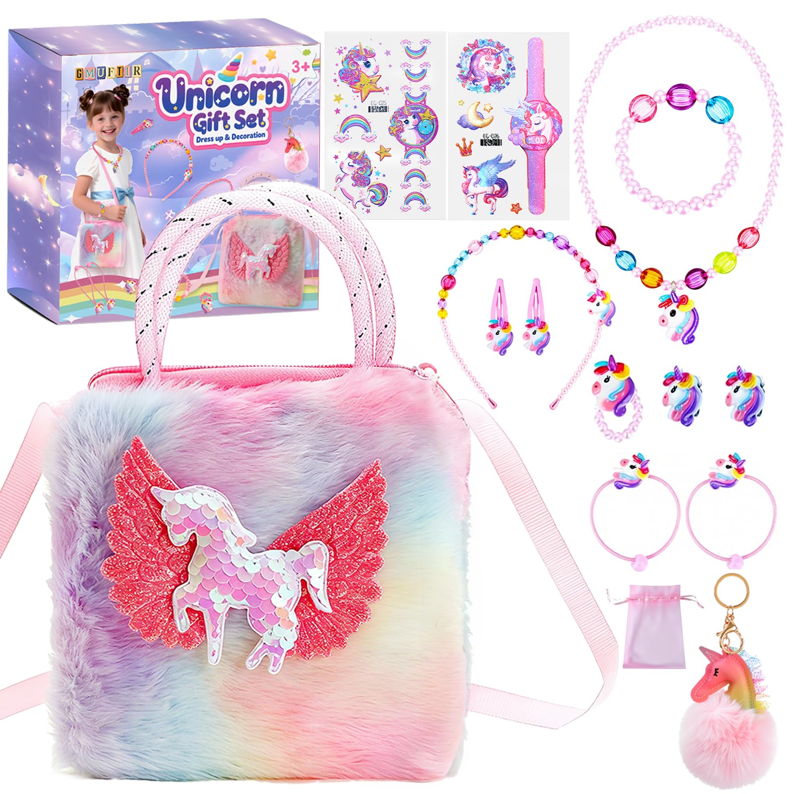 OSDUE Sac Licorne Jouet Bijoux Enfants Fille, Bijoux Enfants Petites Filles Sacs à Main en Peluche Collier Bracelet Boucles d'oreilles Bagues kit Bijoux, Cadeau Fille 2 3 4 5 6 7 Ans OSDUE Sac Licorne Jouet Bijoux Enfants Fille, Bijoux Enfants Petites Filles Sacs à Main en Peluche Collier Bracelet Boucles d'oreilles Bagues kit Bijoux, Cadeau Fille 2 3 4 5 6 7 Ans