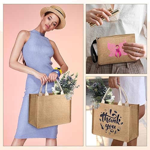 Miniatura 5 de Silkfly 16 bolsas de arpillera con asa, bolsa de regalo a granel y bolsas de maquillaje para mujeres, bolsa de playa de 15.7 x 7.4 x 11.5 pulgadas,