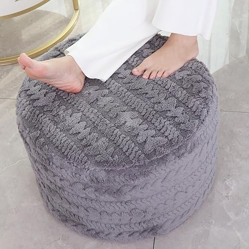 Miniatura 21 de Asuprui Reposapiés Otomano de Tela de Felpa – Puf de Espuma Suave de 20"x14" con Funda Extraíble Perfecto para Sala de Estar, Dormitorio y Lino