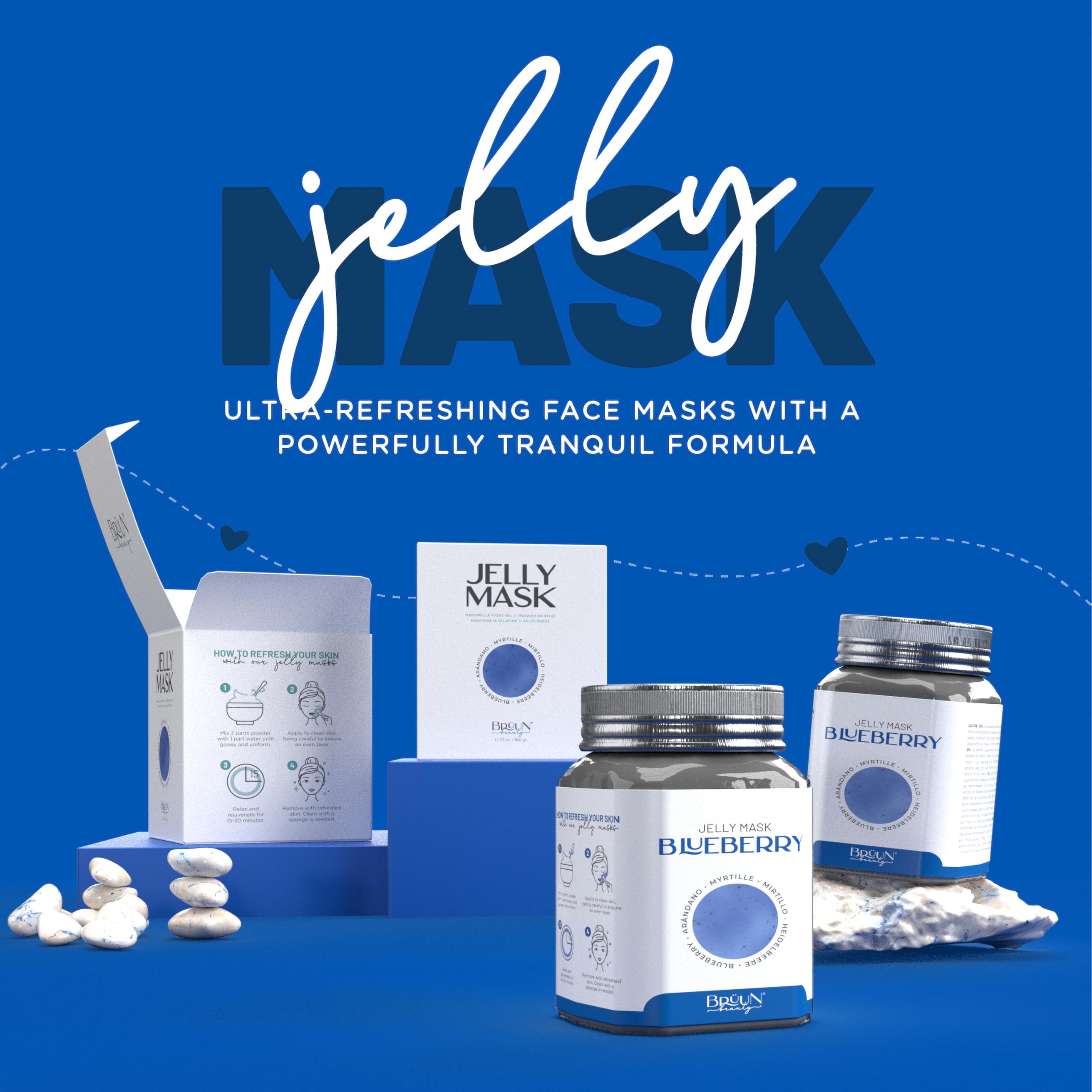 BRÜUN – Peel-Off-Jelly-Maske, Premium-Qualität, modellierendes Blueberry Burst Jar-Maskenpulver für Gesichtsmaske, ideal für Kosmetikerinnen, Spa-Hautpflege, Hydro-Gesichtsmaske