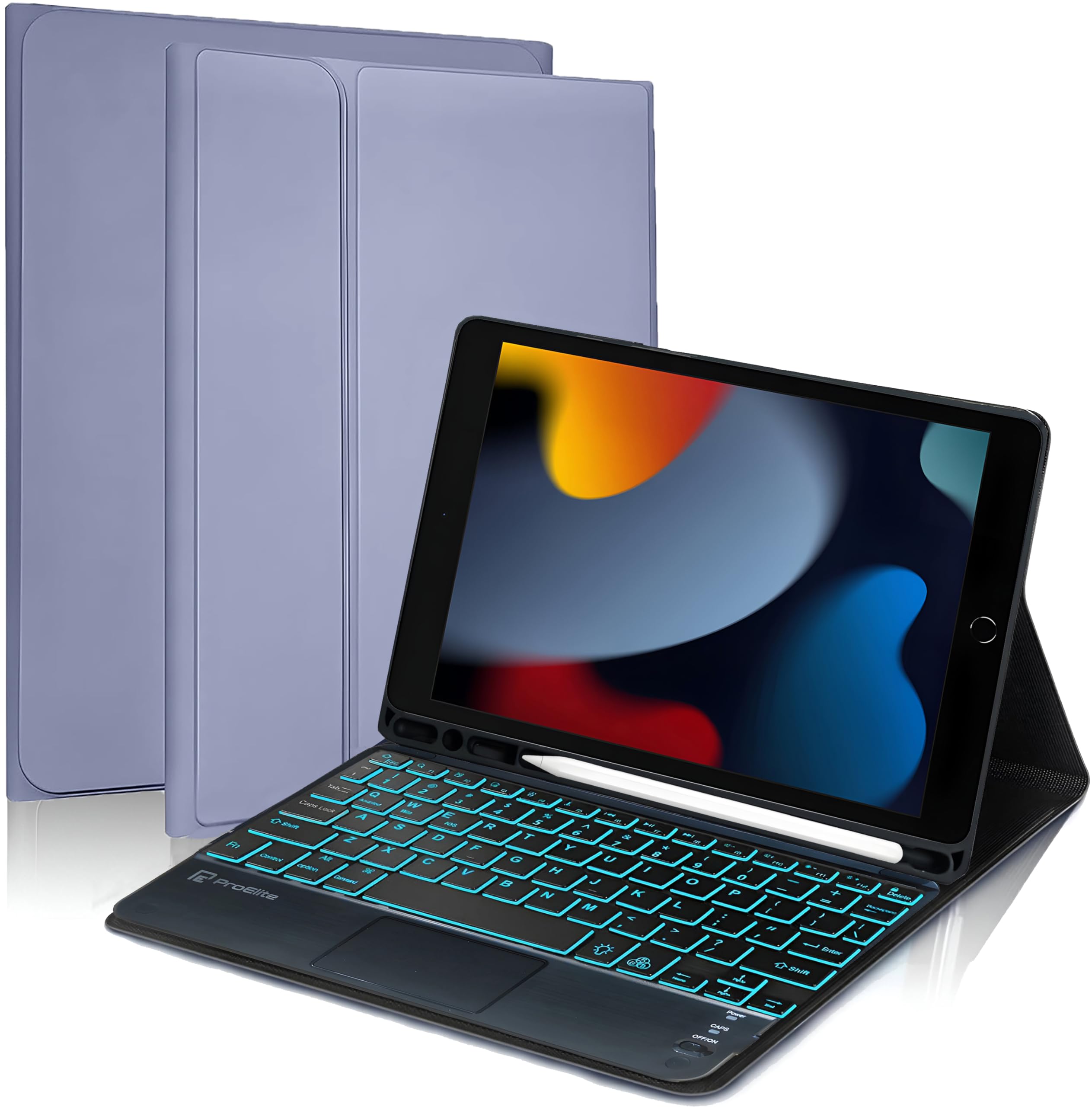 ProElite Keyboard case for Apple iPad 10.2" 9th Gen/8th Gen/7th Gen/Air 3 10.5 inch, with Pencil Holder, Magnetic Detachable Wireless Bluetooth TouchPad Keyboard Built-in 7-Colors Backlit, Lavender (B0D6QQYBLC) Amazon Price History, Amazon Price Tracker