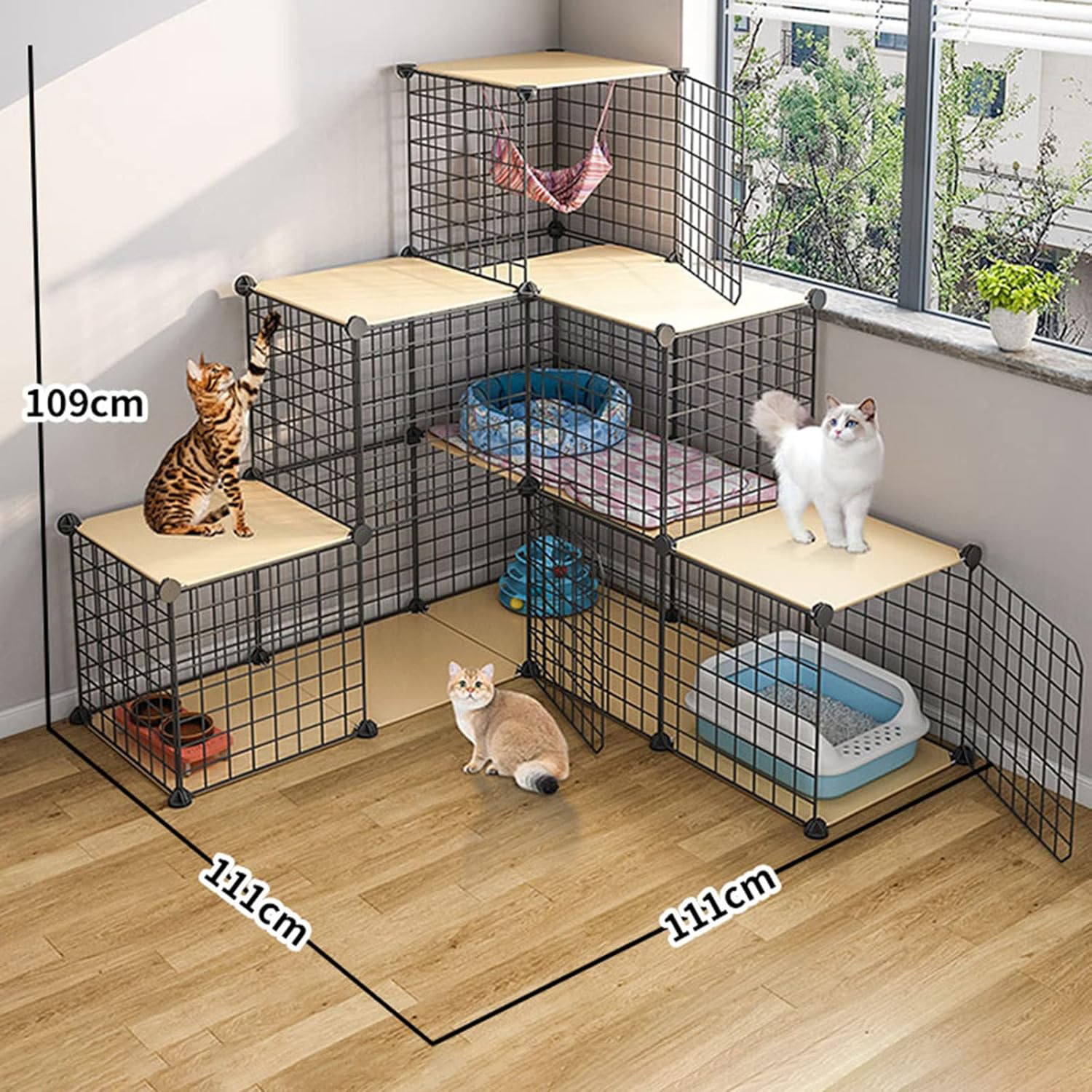 Cat Playpen - Ferret Cage Cat Enclosure Metal Wire Grids Storage Storage Bins Shelves Modular Bookshelf Closet Cabinet Ideal for Home Living Room Office (C4)