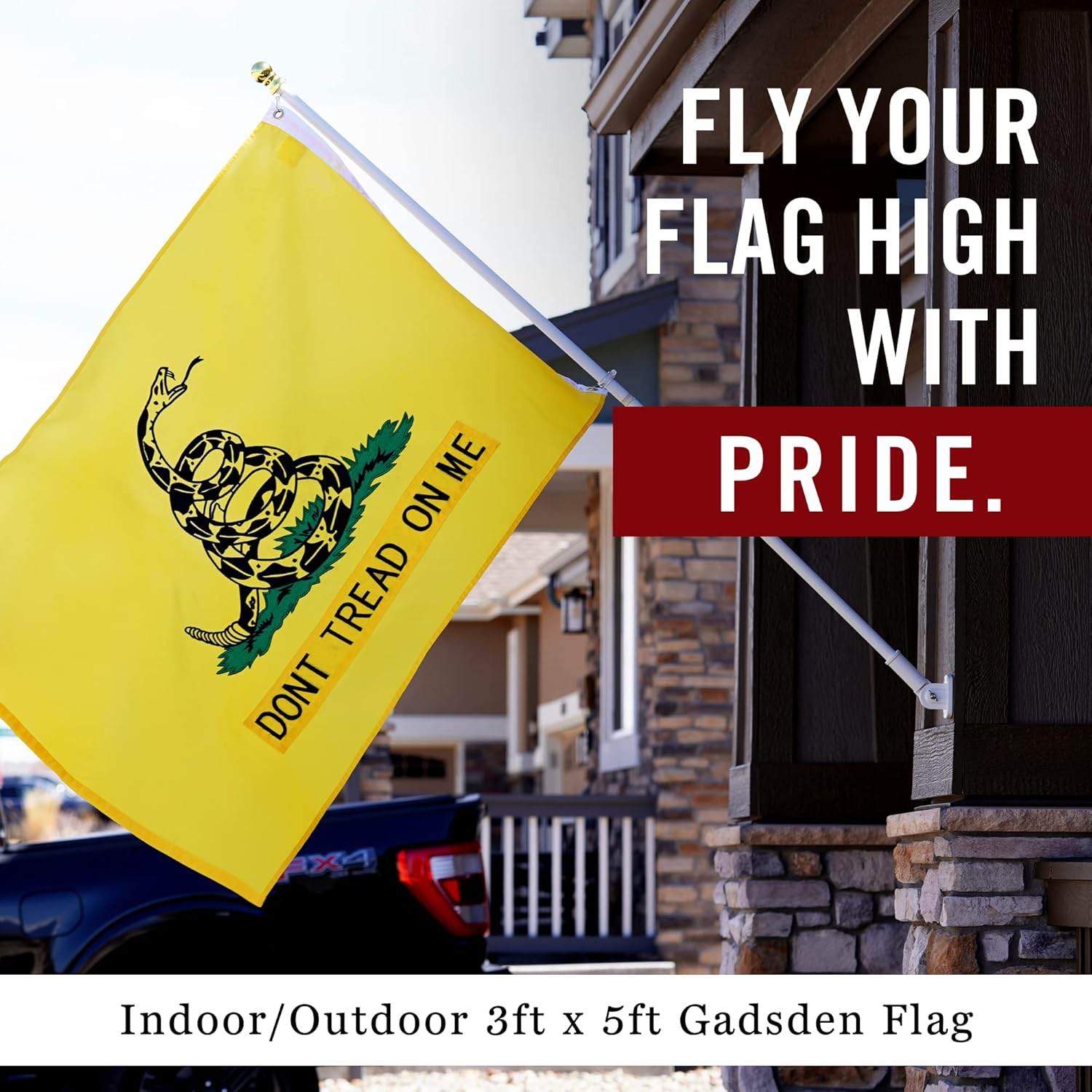 Dont Tread On Me Flag 3 x 5' ft | Gadsden Tea Party Flag | Nylon Embroidered Snake | Quadruple Stitched Fly End | 100% Guarantee | Brass Grommets for Easy Display | Premium Quality