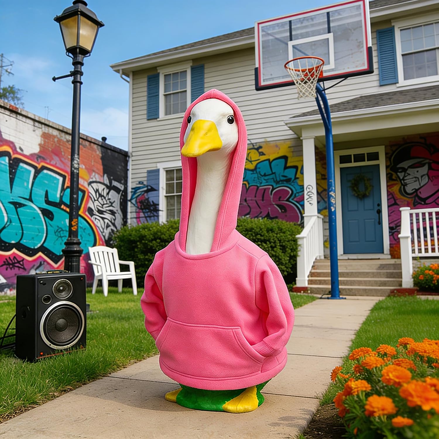 Hoodie Porch Goose Outfits Hip Hop for 23" High Goose Statue