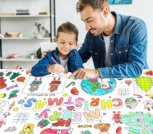 Miniatura 9 de D24TIME Póster para colorear de Navidad con escena de pesebre gigante, 35.5 x 54 pulgadas, mantel de Navidad grande y jumbo, para colorear páginas