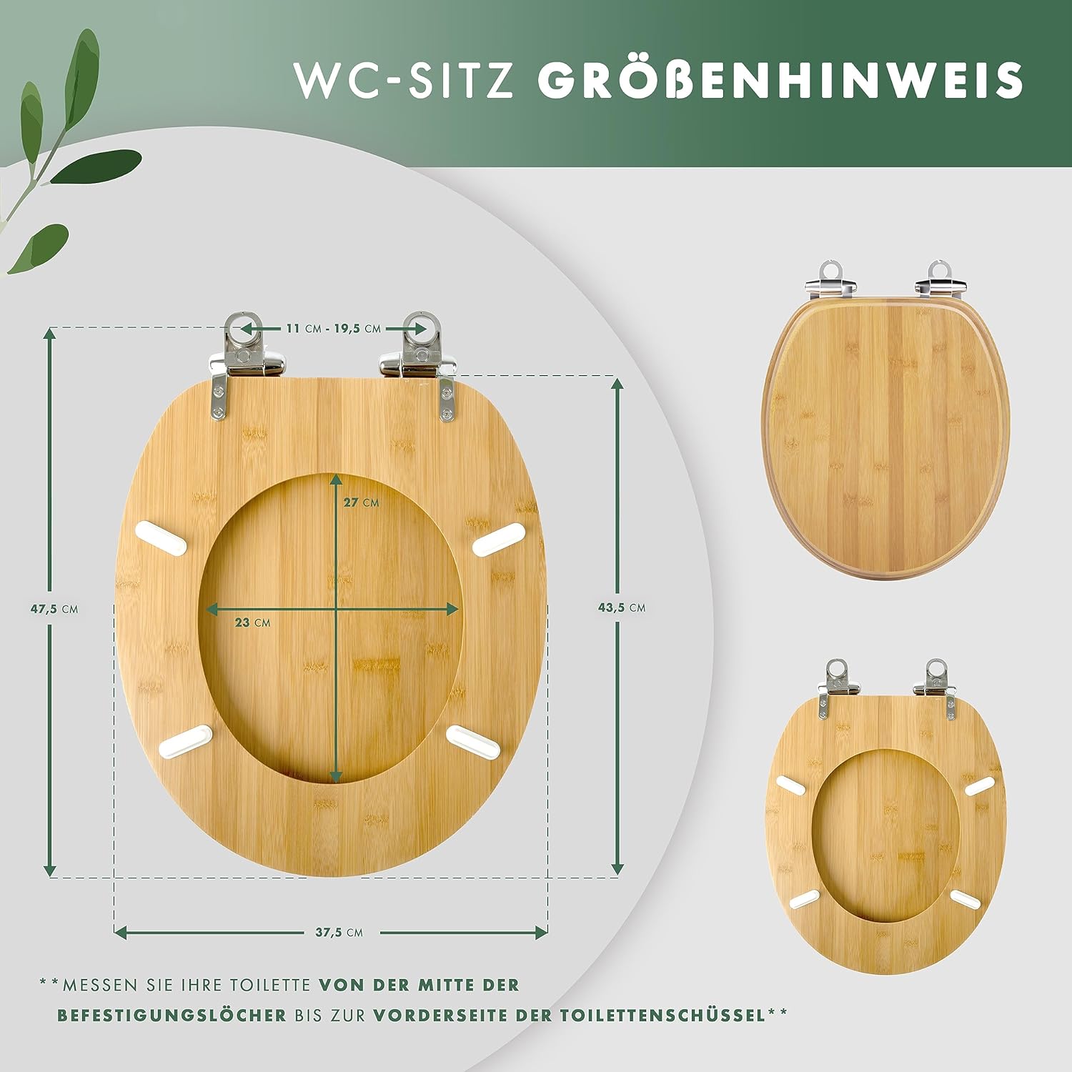 Benkstein® Premium Bamboo Toilet Seat with Soft-Close Mechanism, Quick Release Function, High-Quality Wooden Toilet Lid, Robust, Antibacterial, Sustainable, Easy Assembly – Bild 5