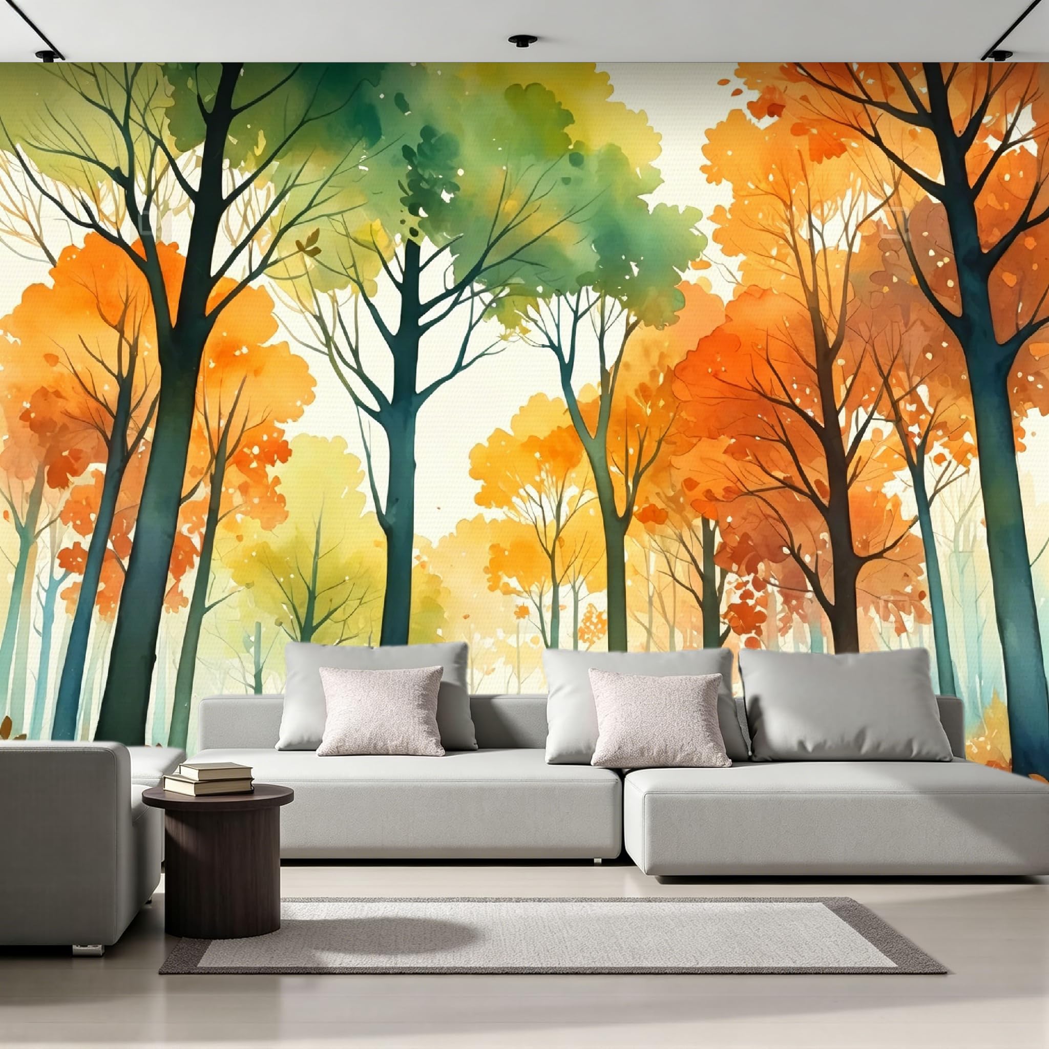 Papier peint intissé forêt arbres 3D grand format XXL 500x280 cm pour grand salon