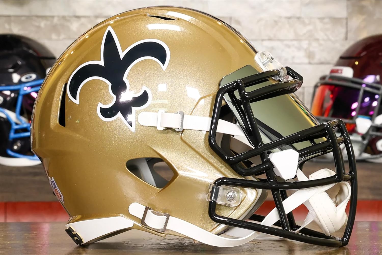 New Orleans Collectible Speed Display Helmet - GG Special Edition - with Free USA Flag Decal - Perfect for Sports Fans and Collectors - Green Gridiron