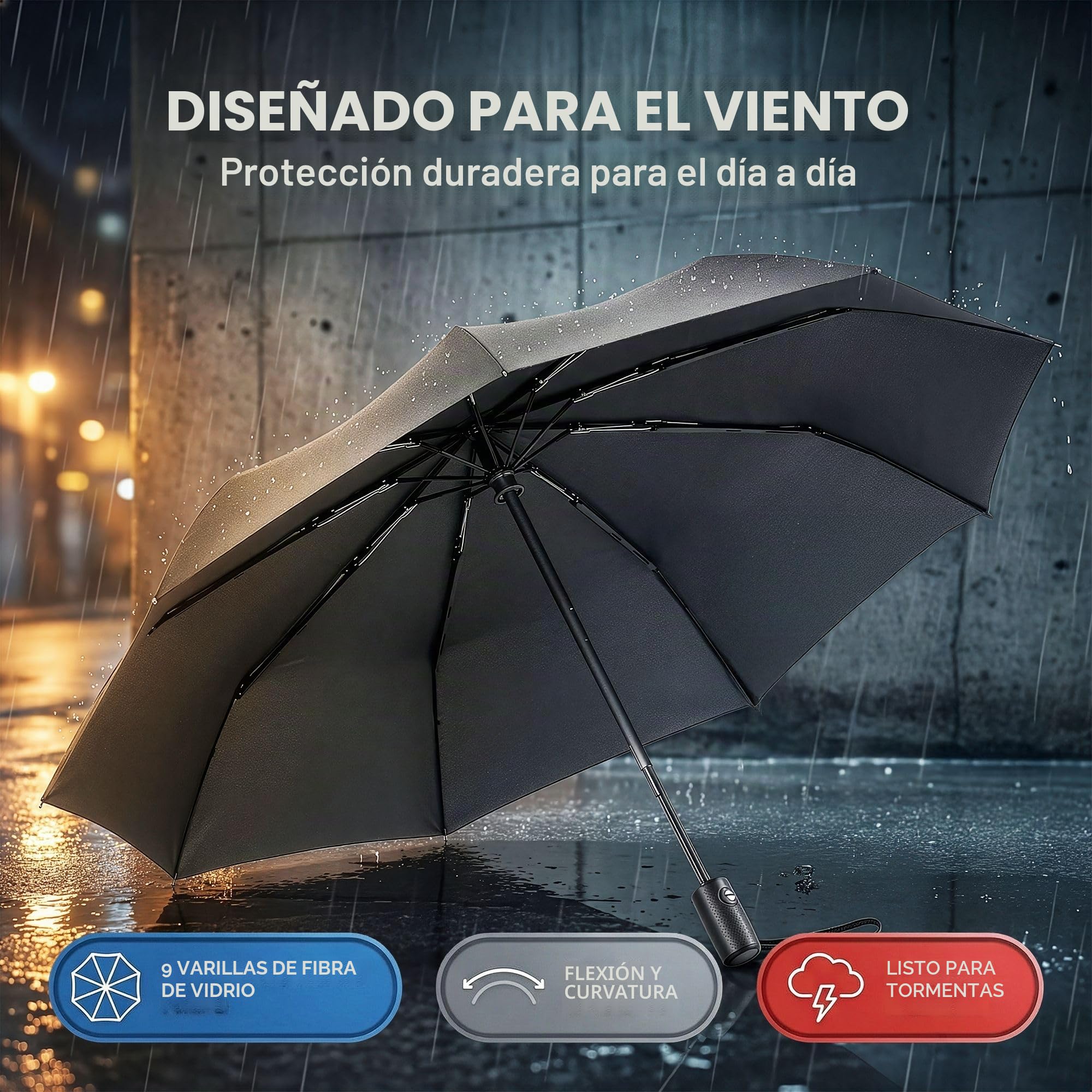 Liberty Imports Paquete de 3 paraguas de lluvia resistentes al viento, compactos, ligeros, automáticos, fuertes y portátiles, para hombres y mujeres (Ed.1)