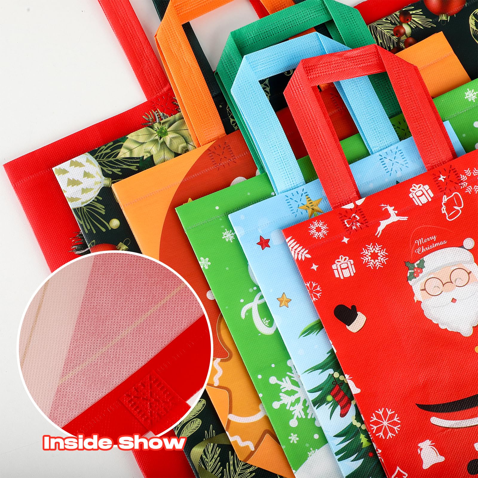 24 Pack Christmas Gift Bags - Large Reusable Tote Bags With - View #5