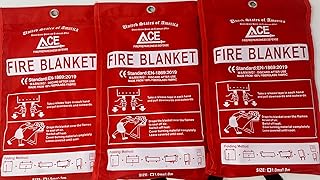 Fire Emergency Fire Blanket - 3-Pack - Fire Suppression Blanket for Kitchen, 40â€ x 40â€ Fire Blanket for Home, Fiberglass Fire Blanket