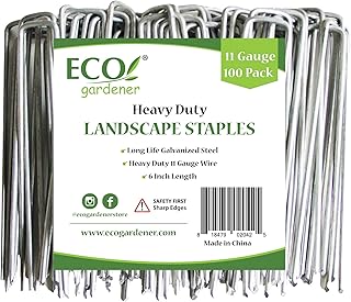 ECOgardener Extra Heavy Duty Galvanized Weed Barrier Landscape Fabric Staples