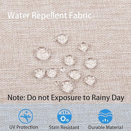 Miniatura 7 de Cojín de banco para exteriores de 48 x 18 pulgadas, inserto de espuma con asa y lazos, cojines largos impermeables para muebles de patio, cojines