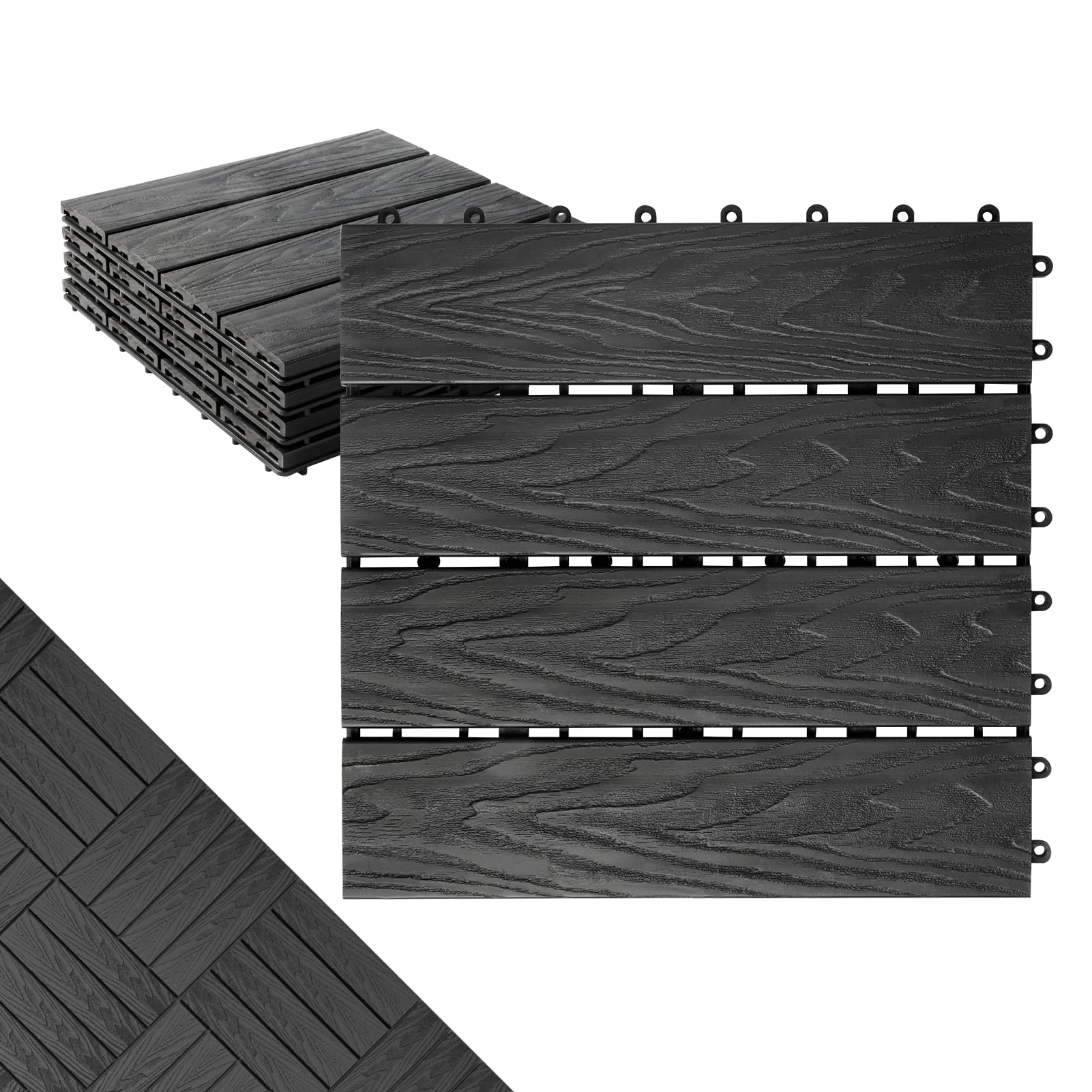 Photo 1 of ShunHong Interlocking Composite Deck Tiles, Black