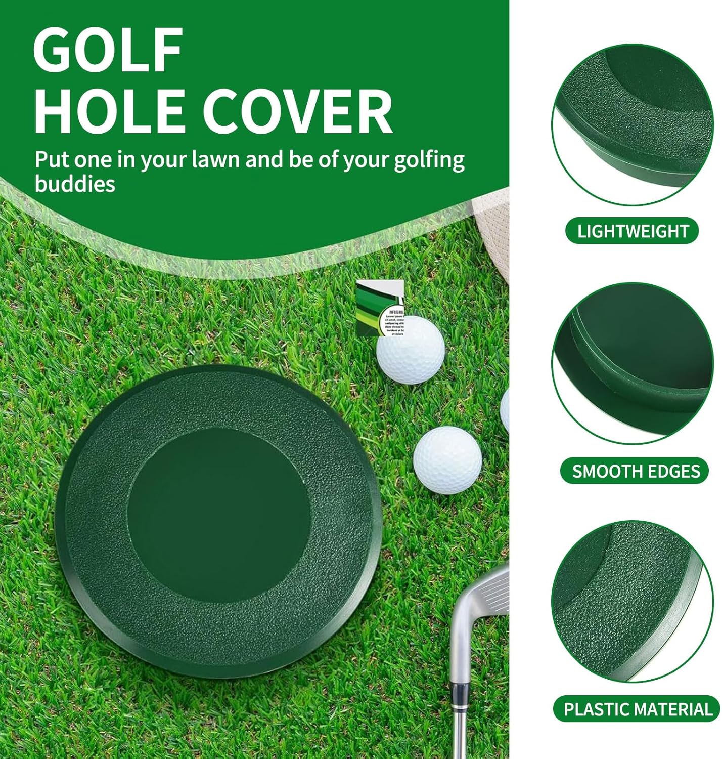 6 Sets Golf Hole Cups with Cover 4'' Putting Green Golf Hole Cup Practice Training Aids for Outdoor Backyard Yard Garden, 6PCS Cup+ 6PCS Lids
