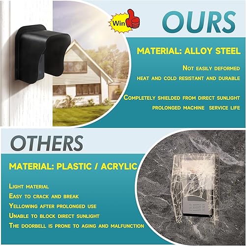 Miniatura 5 de Funda para timbre de timbre de timbre de anillo resistente a la intemperie, protector de timbre de metal grande, cubierta de lluvia para control de