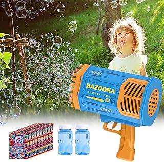 Bubble Machine Gun with Colorful Lights, 69 Holes 6000+ Bubbles Per Minute Bubbles for Adults Kids Toddlers Bubble Maker T...