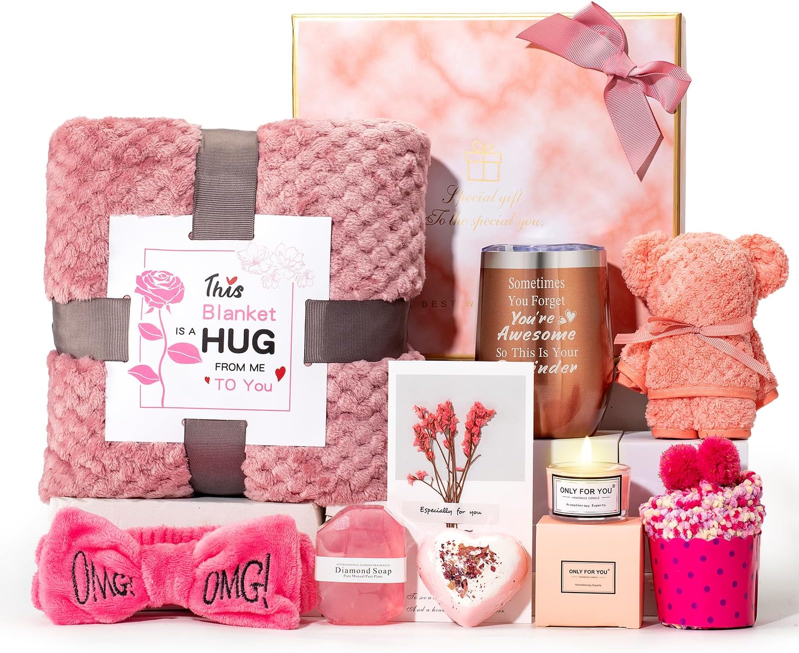 Birthday Gifts for Women,Pink Gifts Box for Women Gifts Basket Care Package G...