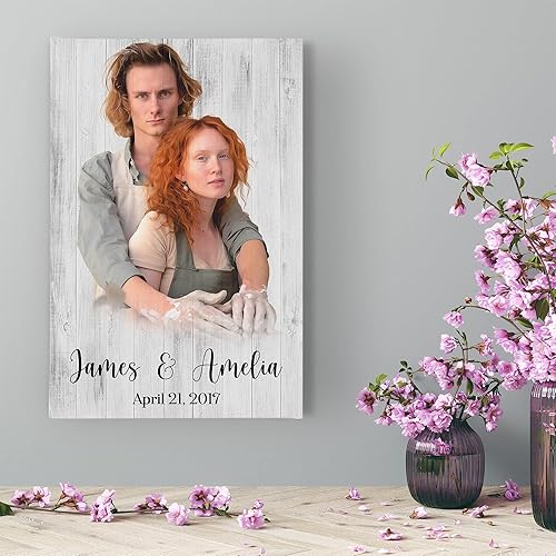Miniatura 6 de Awesometik Regalos de boda personalizados para parejas, pintura en madera, retrato de boda, regalo de despedida de soltera, regalo de foto